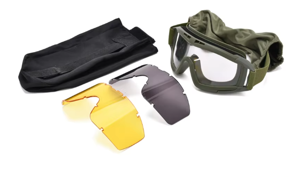 3.2MM Tactical Goggles Anti-Fog Ballistic Glasses 3 Lens Kit – Black Tan OD