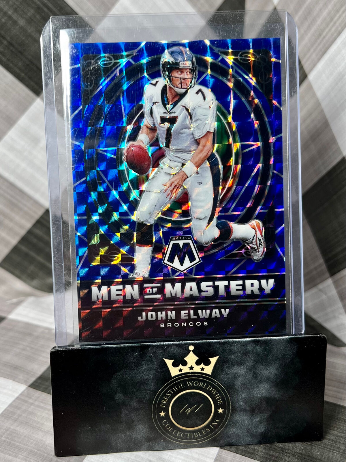 John Elway 2022 Panini Mosaic Blue Men of Mastery /99 #MM-19 Denver Broncos SP