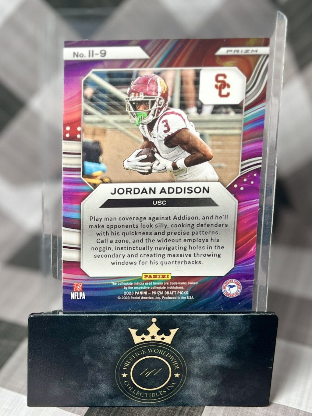 Jordan Addison 2023 Prizm Draft Picks Red Ice Prizm Instant Impact #II-9 USC MIN