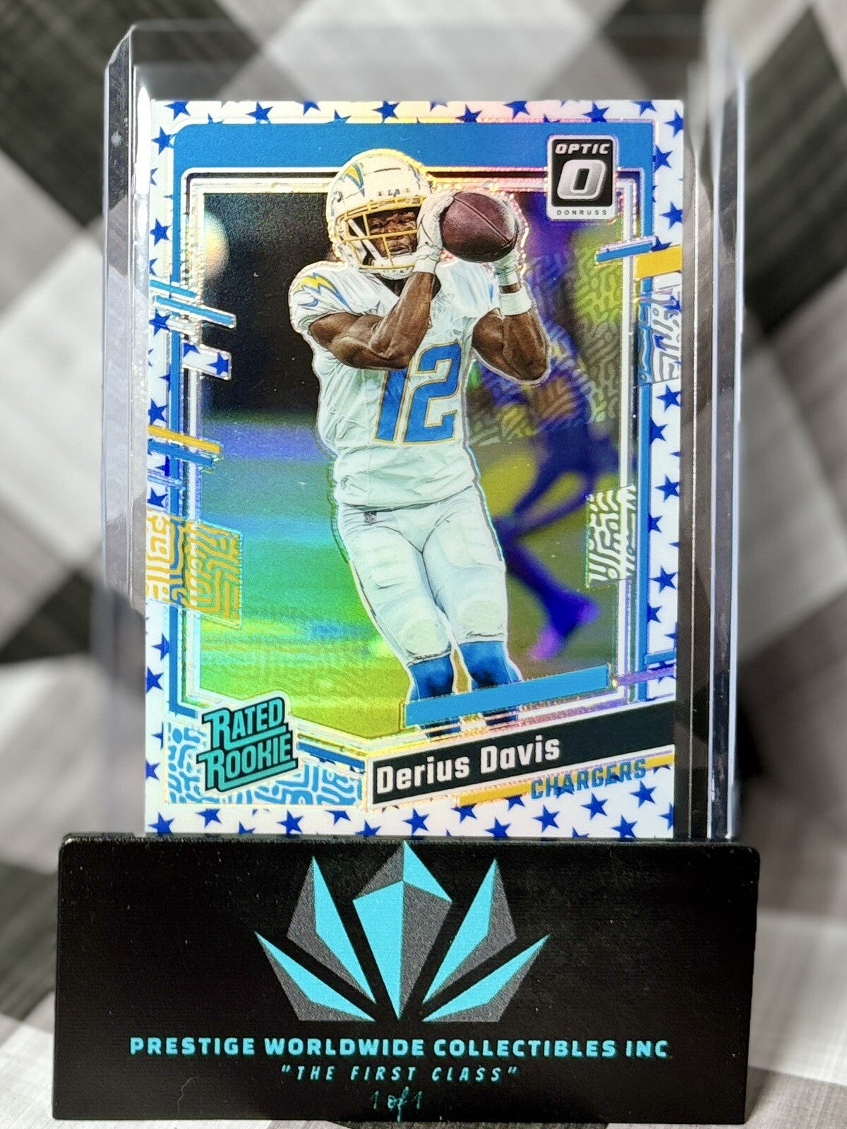 Derius Davis 2023 Donruss Optic Rated Rookie Blue Stars Emoji #264 Chargers RC