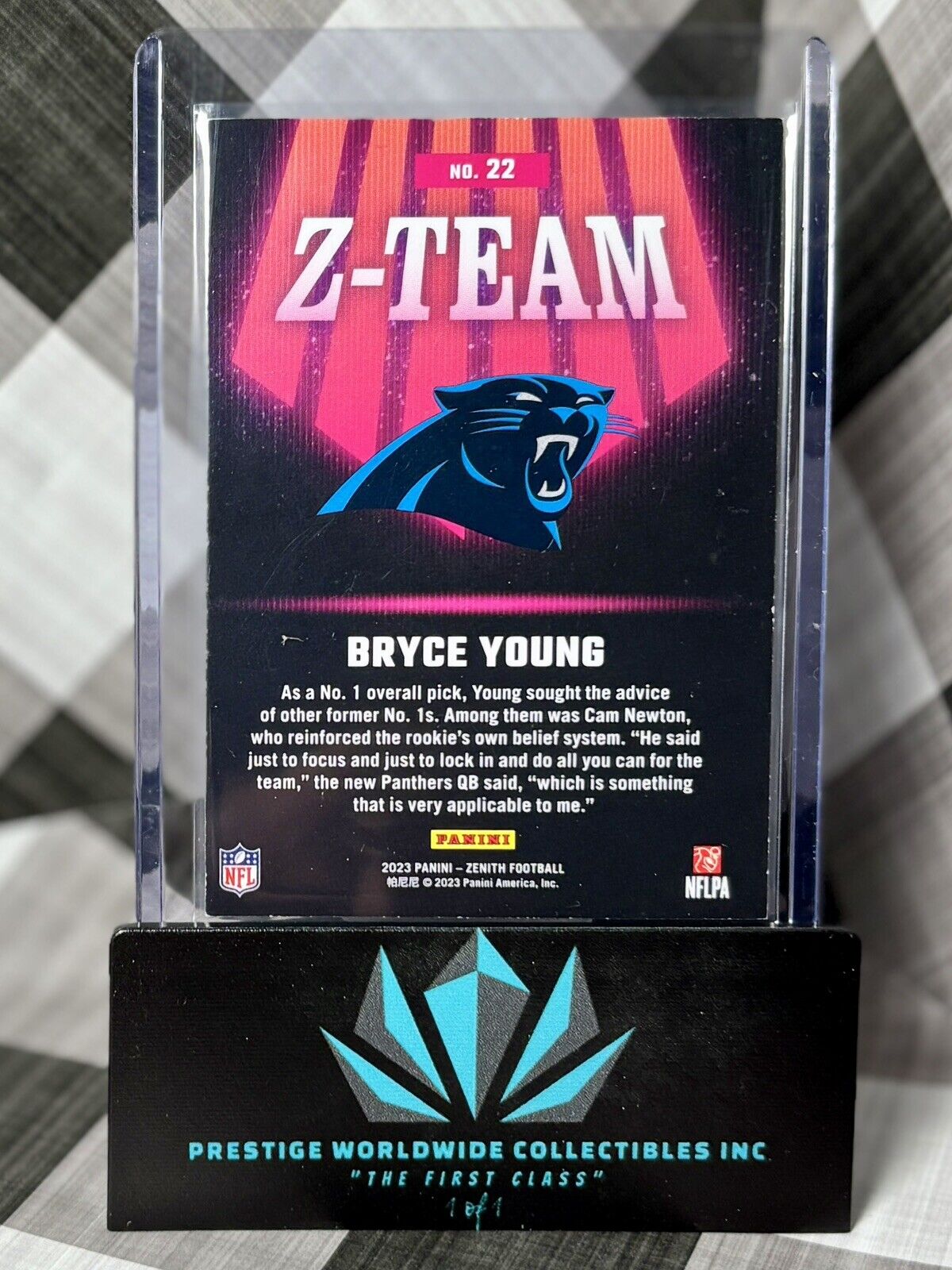 Bryce Young 2023 Panini Zenith Z-Team Rookie #22 Carolina Panthers RC