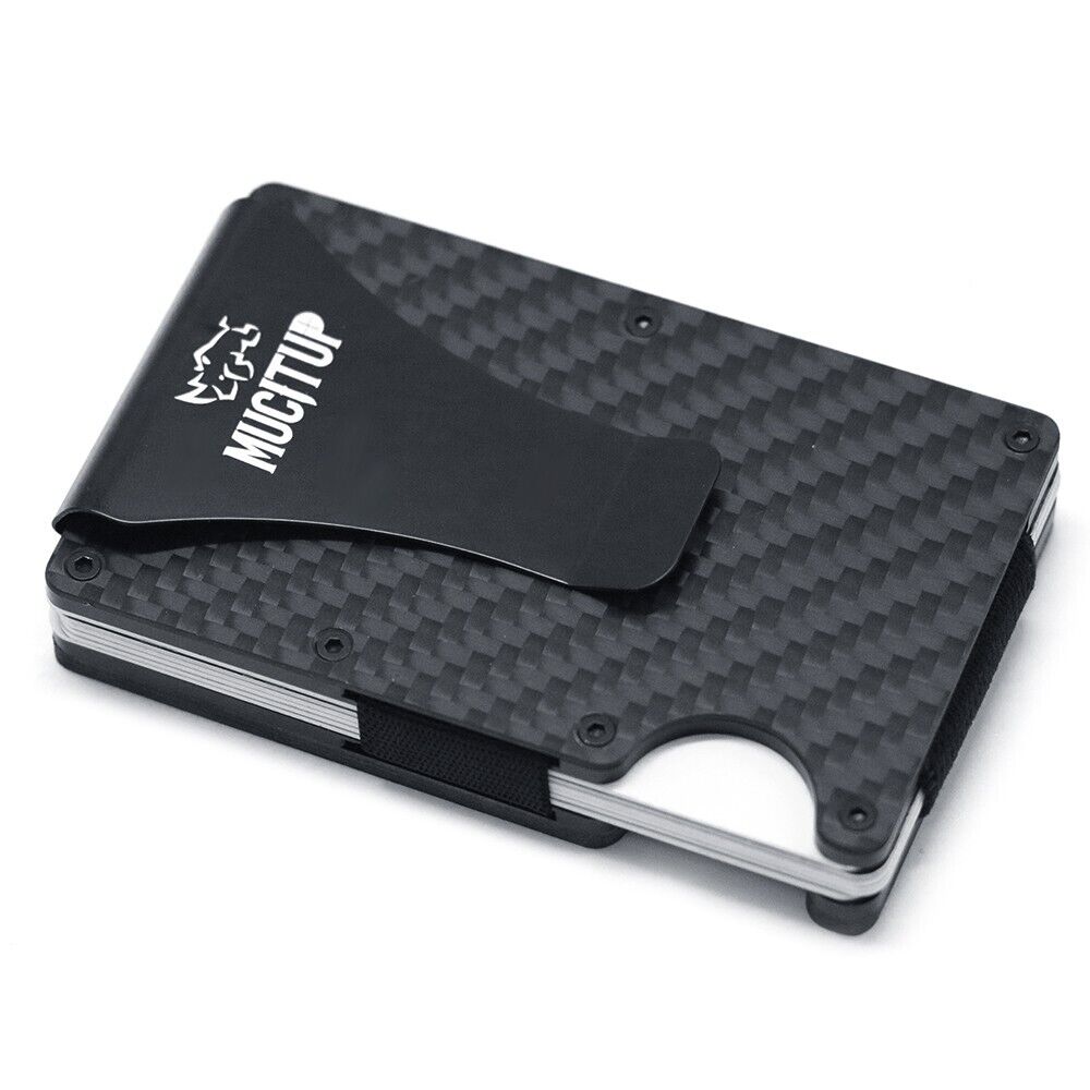 MUCITUP RFID Carbon Fiber Wallet MAGSAFE Slim Minimalist - Holds Cards & Cash