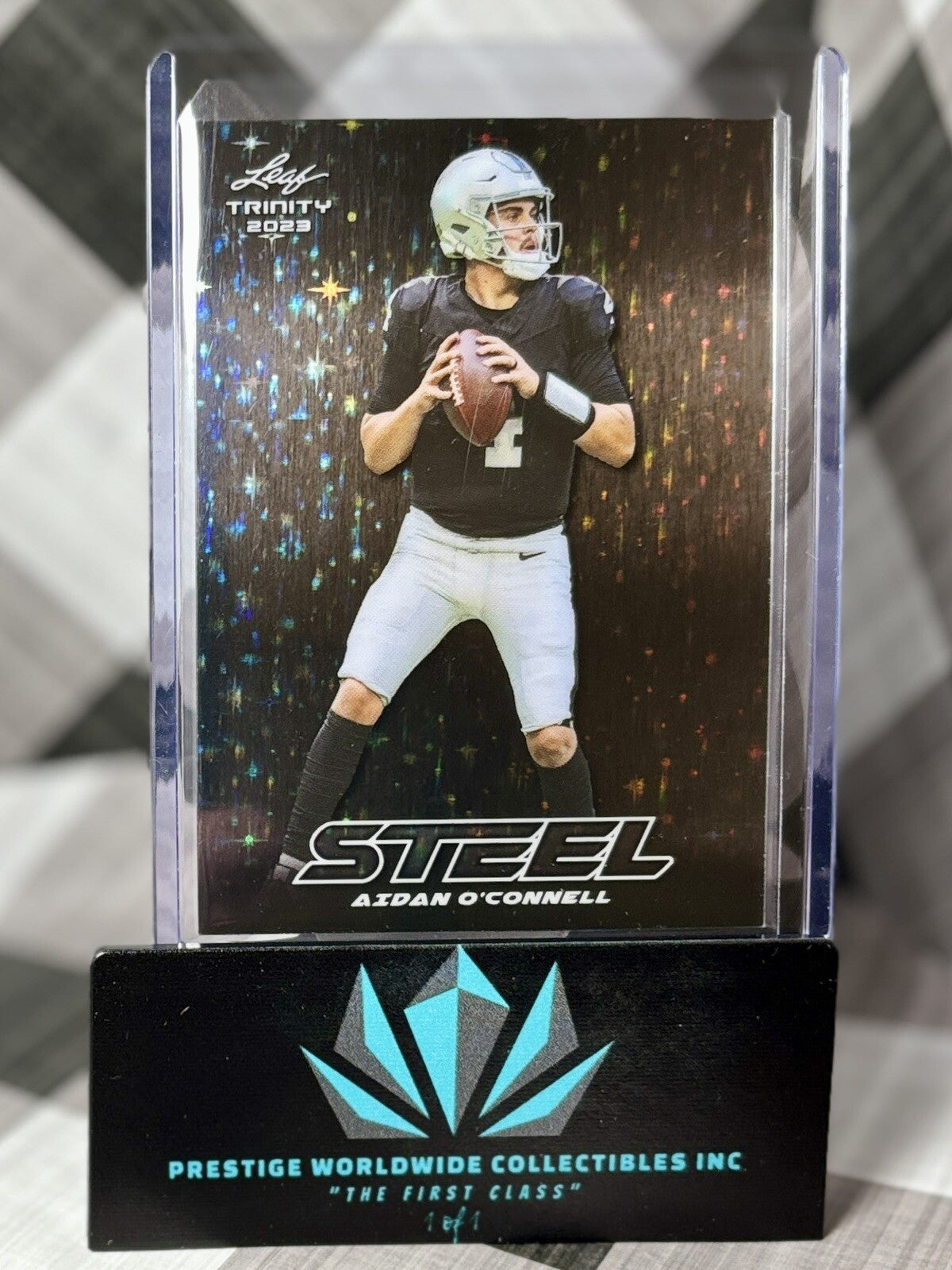 Aidan O'Connell 2023 Leaf Trinity Steel Stars and Dots Rookie #S-2 LV Raiders RC