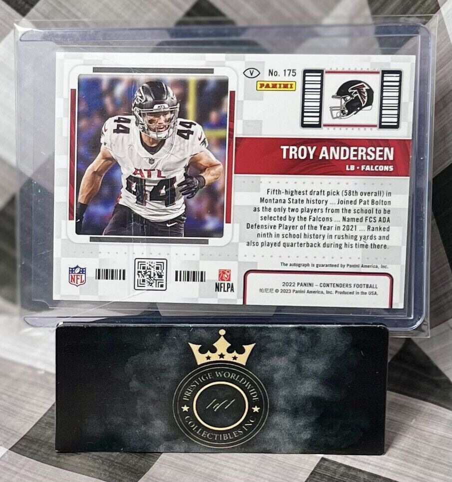 Troy Anderson 2022 Contenders Auto Horizontal Variation SP #175 Atlanta Falcons