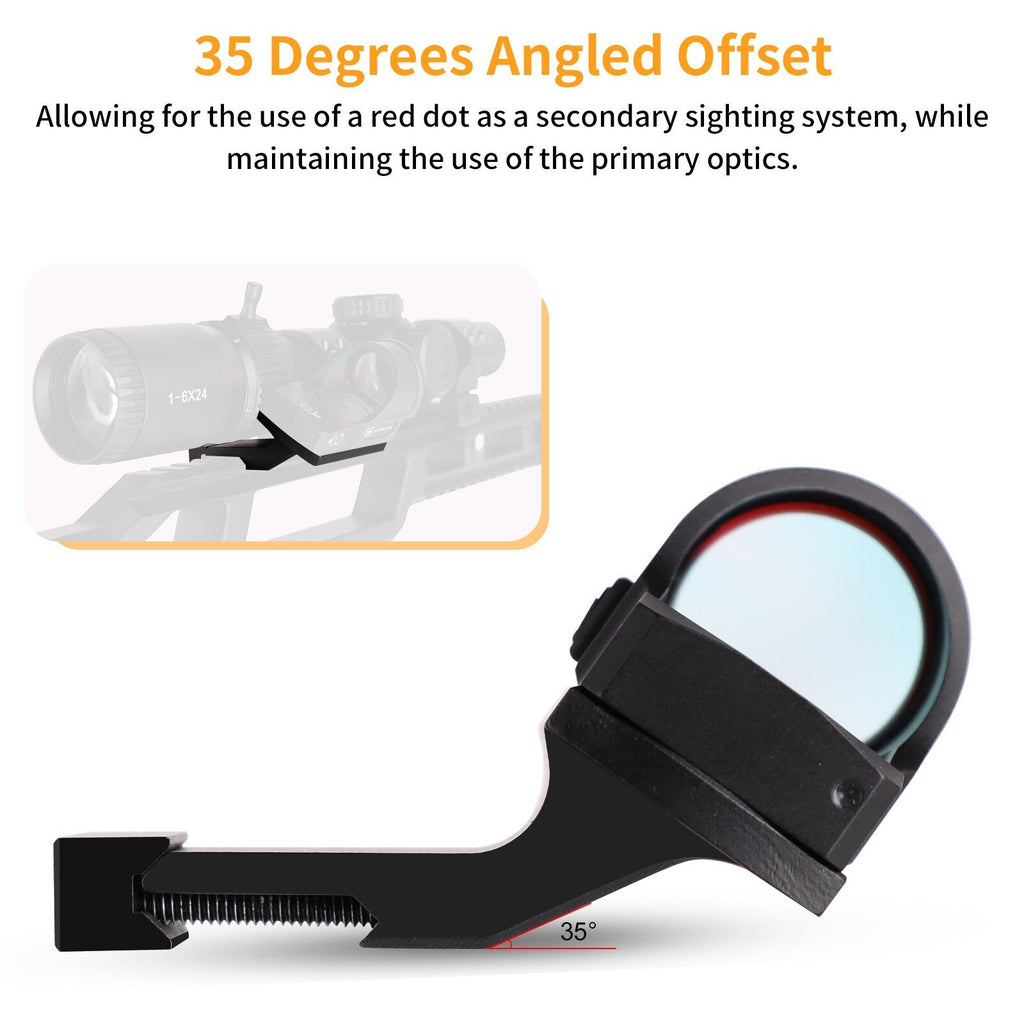 MUCTAC RMR 35° Offset  Red Dot Mount 6061-T6 Aluminum Ambi Locking Zero Hold