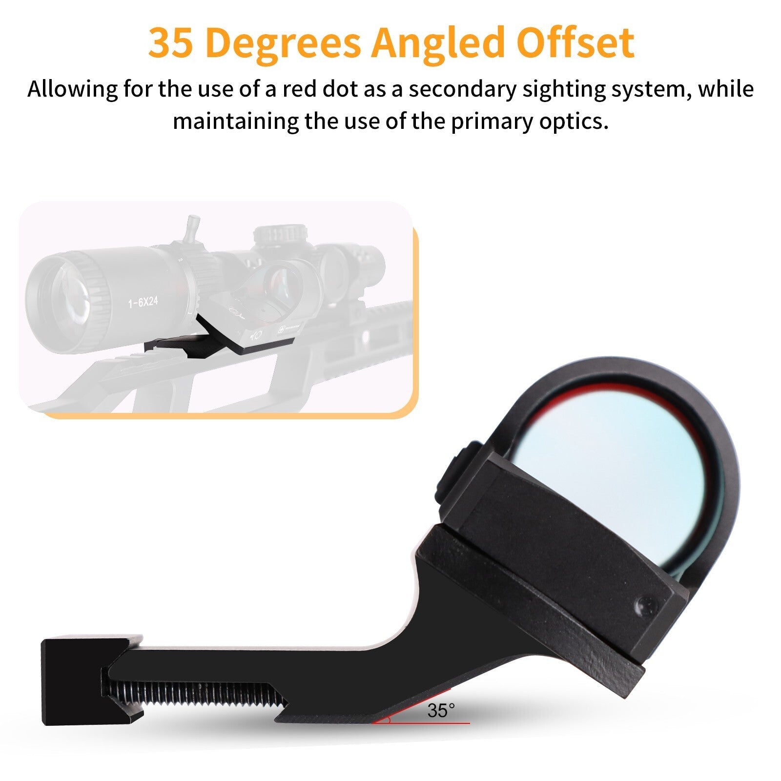 MUCTAC RMR 35° Offset  Red Dot Mount 6061-T6 Aluminum Ambi Locking Zero Hold