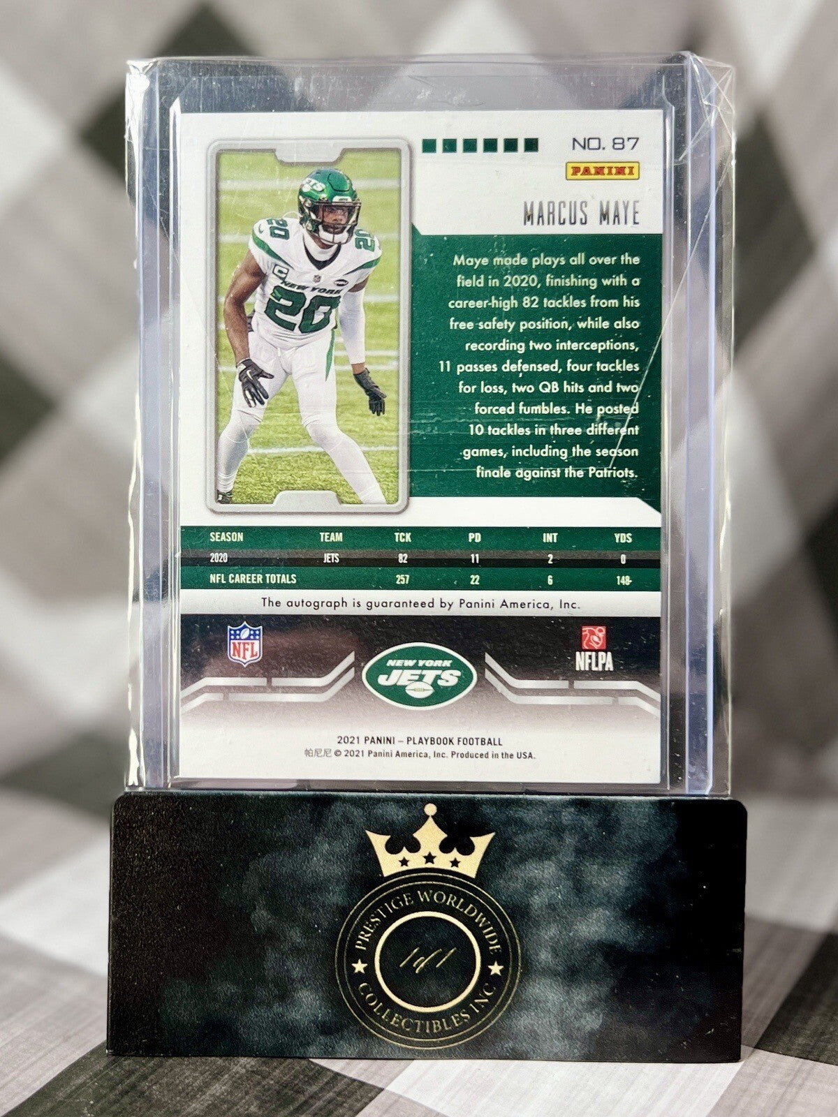 Marcus Maye 2021 Panini Playbook Rookie Auto #87 New York Jets, Saints & Gators