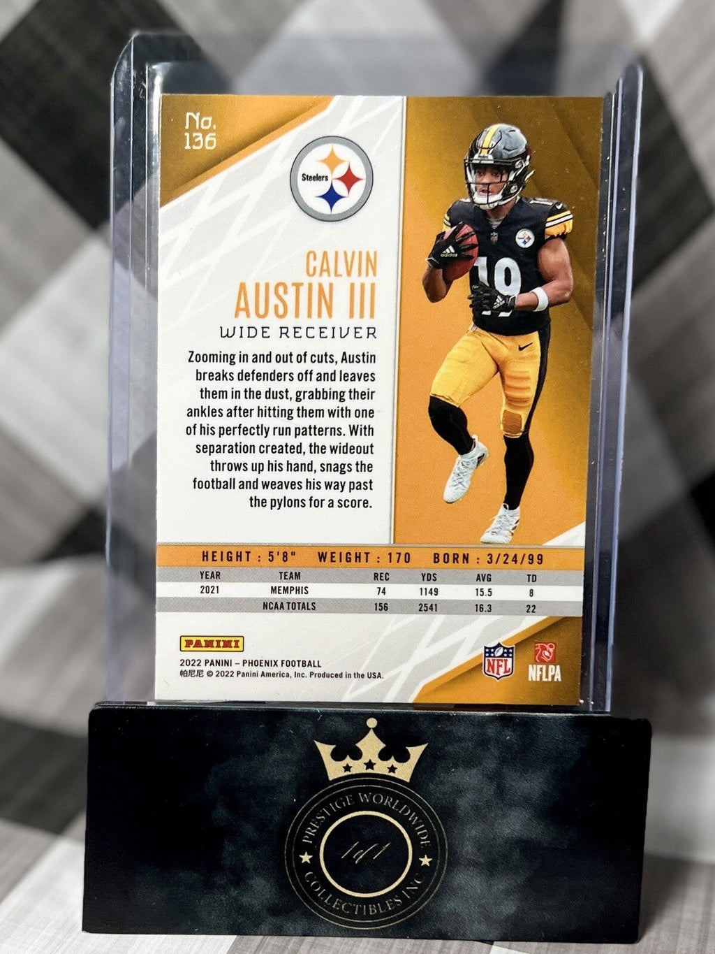 Calvin Austin III 2022 Panini Phoenix Silver Rookie #136 Pittsburgh Steelers RC