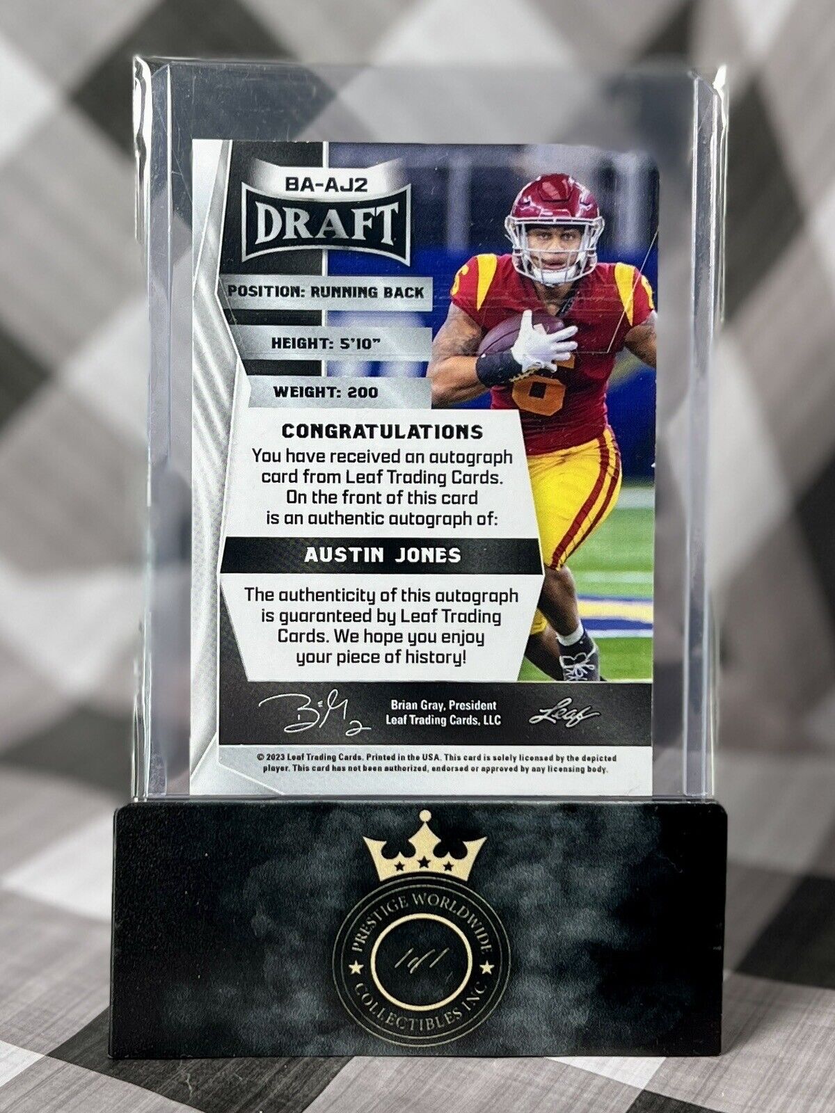AUSTIN JONES 2022 Leaf Draft Blue RC Rookie Auto #BA-AJ2 USC/Stanford