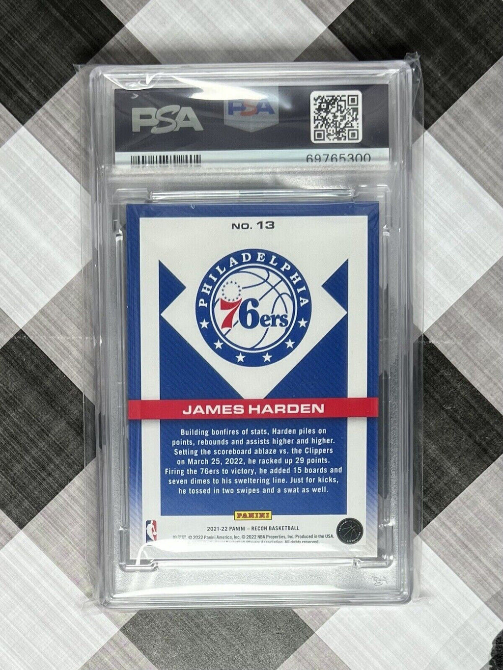 JAMES HARDEN 2021 Panini Recon NBA Holo Green #13 #d /5 PSA 9 - POP 1 - 76ers🔥