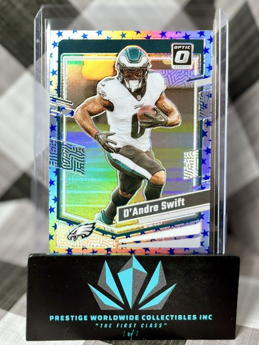 D’Andre Swift 2023 Donruss Optic Blue Stars Emoji SP #155 Philadelphia Eagles