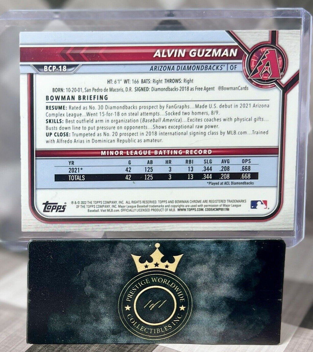 Alvin Guzman 2022 Bowman Chrome 1st Atomic Refractor Rookie #BCP-18 AZ DBacks RC