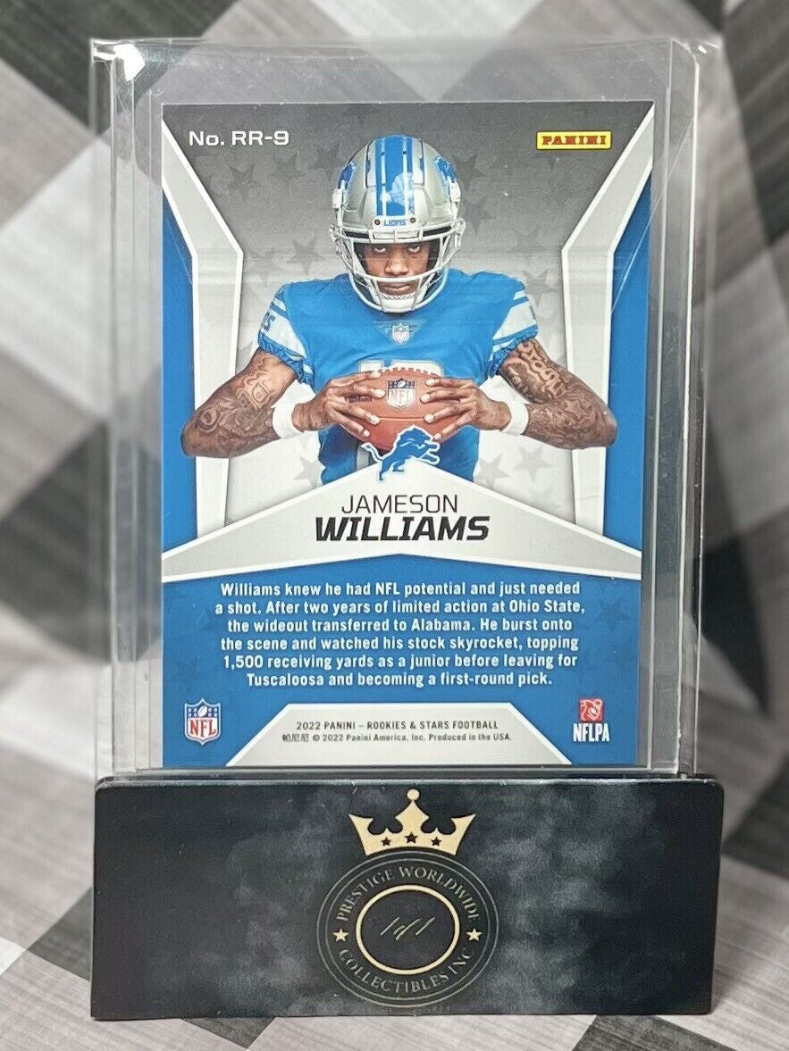 Jameson Williams 2022 Panini Rookies & Stars Rookie Rush #RR-9 Detroit Lions RC