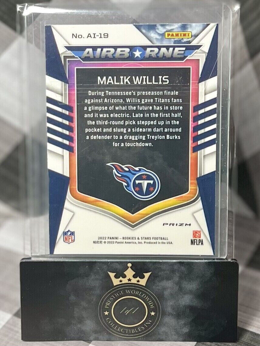 MALIK WILLIS 2022 Rookies & Stars Airborne Red Plaid #AI-19 Tennessee Titans RC