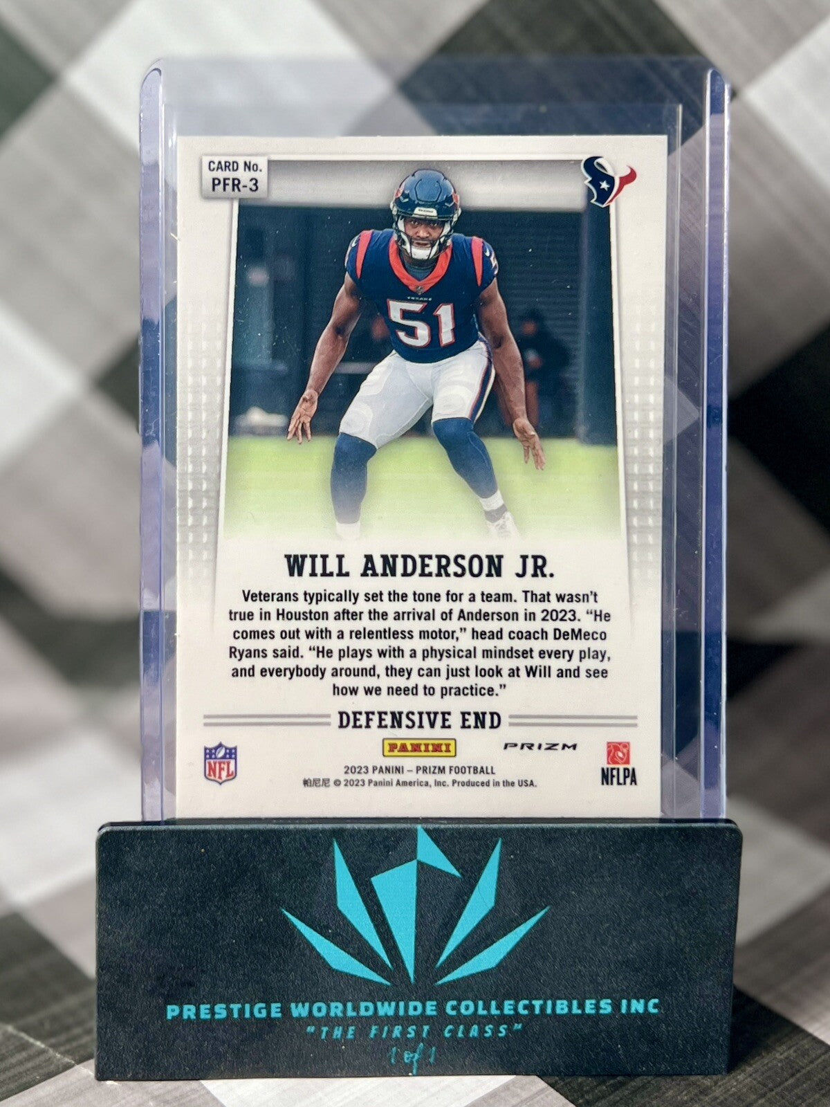 Will Anderson Jr 2023 Prizm Throwback Silver Rookie #PFR-3 Houston Texans RC
