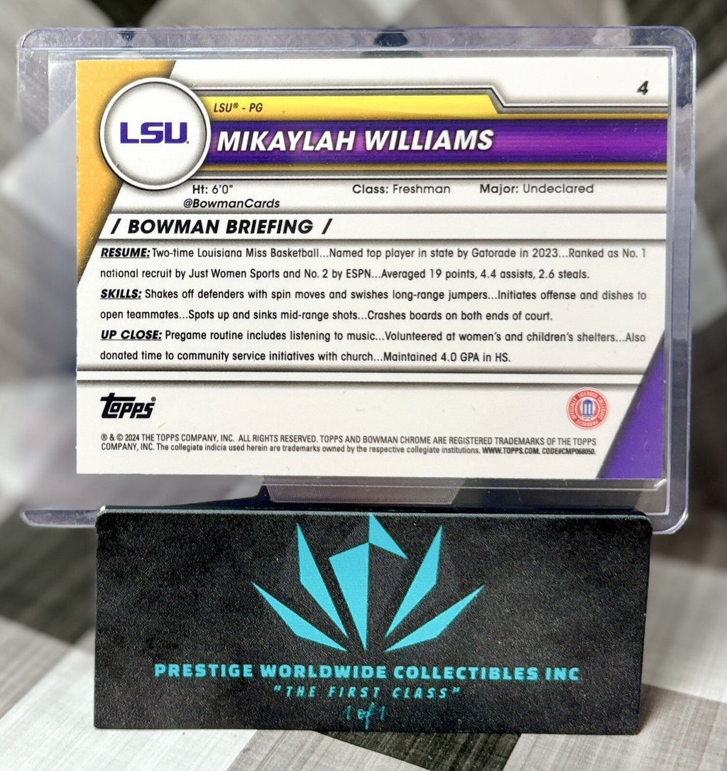 Mikaylah Williams 2023-24 Bowman U Chrome 1st Pink SP #4 LSU Tigers