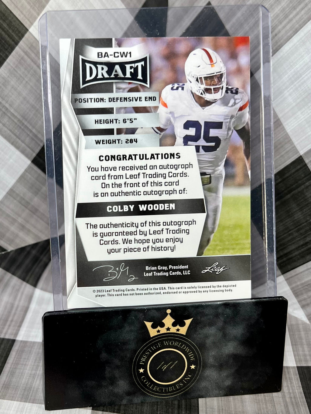 Colby Wooden 2023 Leaf Draft Red Rookie Auto #BA-CW1