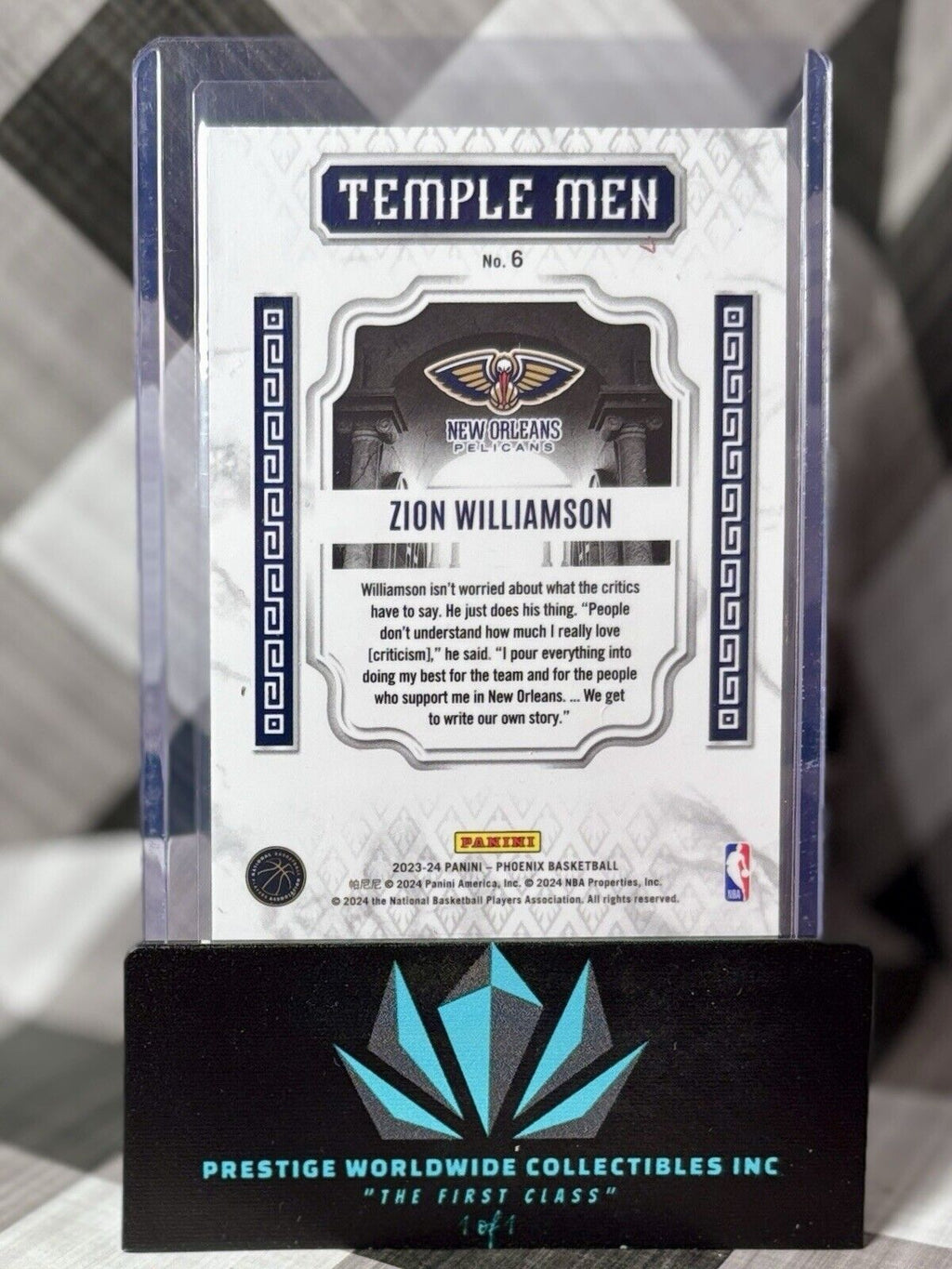 Zion Williamson 2023-24 Phoenix Temple Men Red Ice #6 New Orleans Pelicans