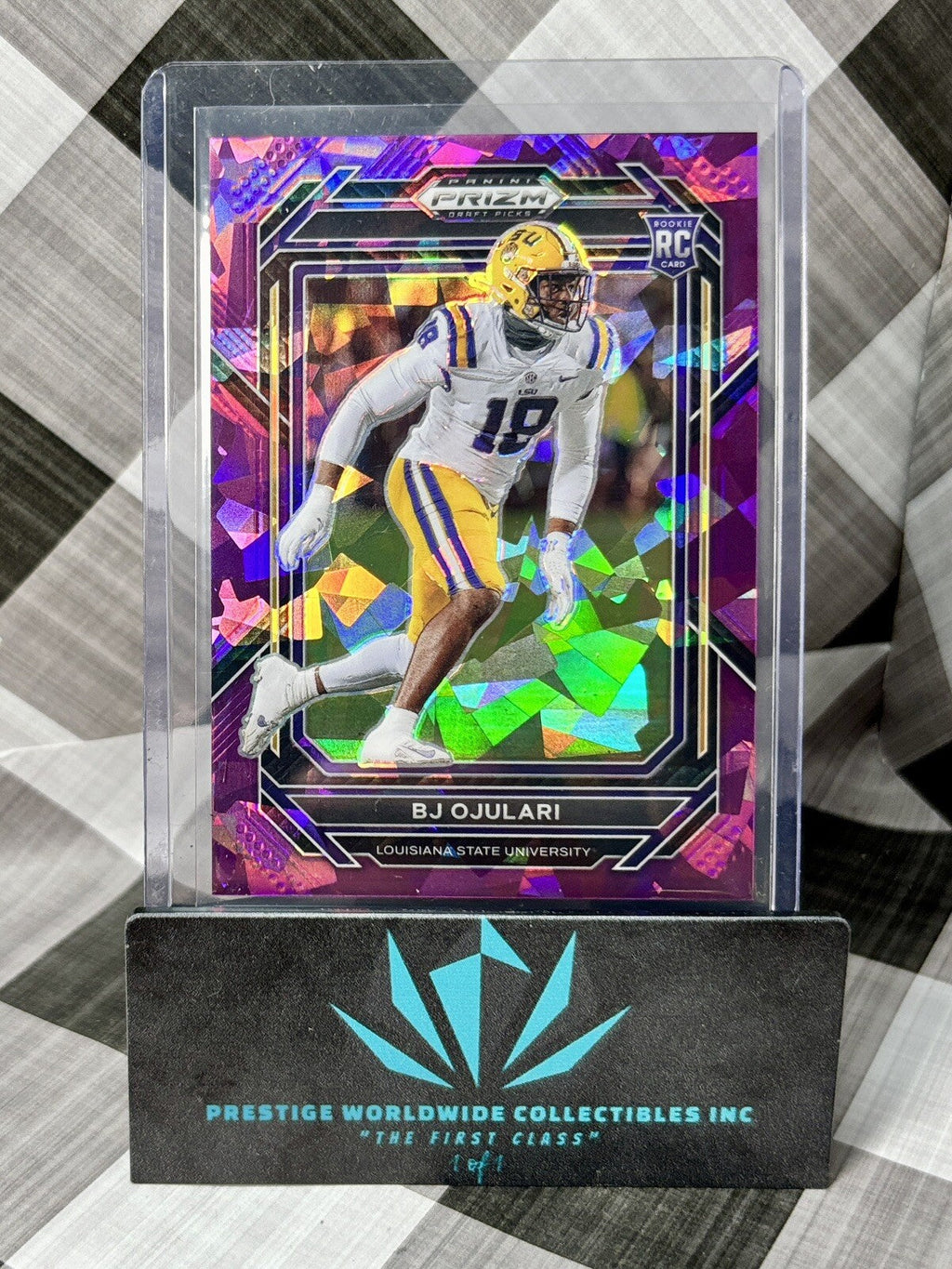 BJ Ojulari 2023 Prizm Draft Picks Purple Cracked Ice Rookie /149 #165 LSU & ARI
