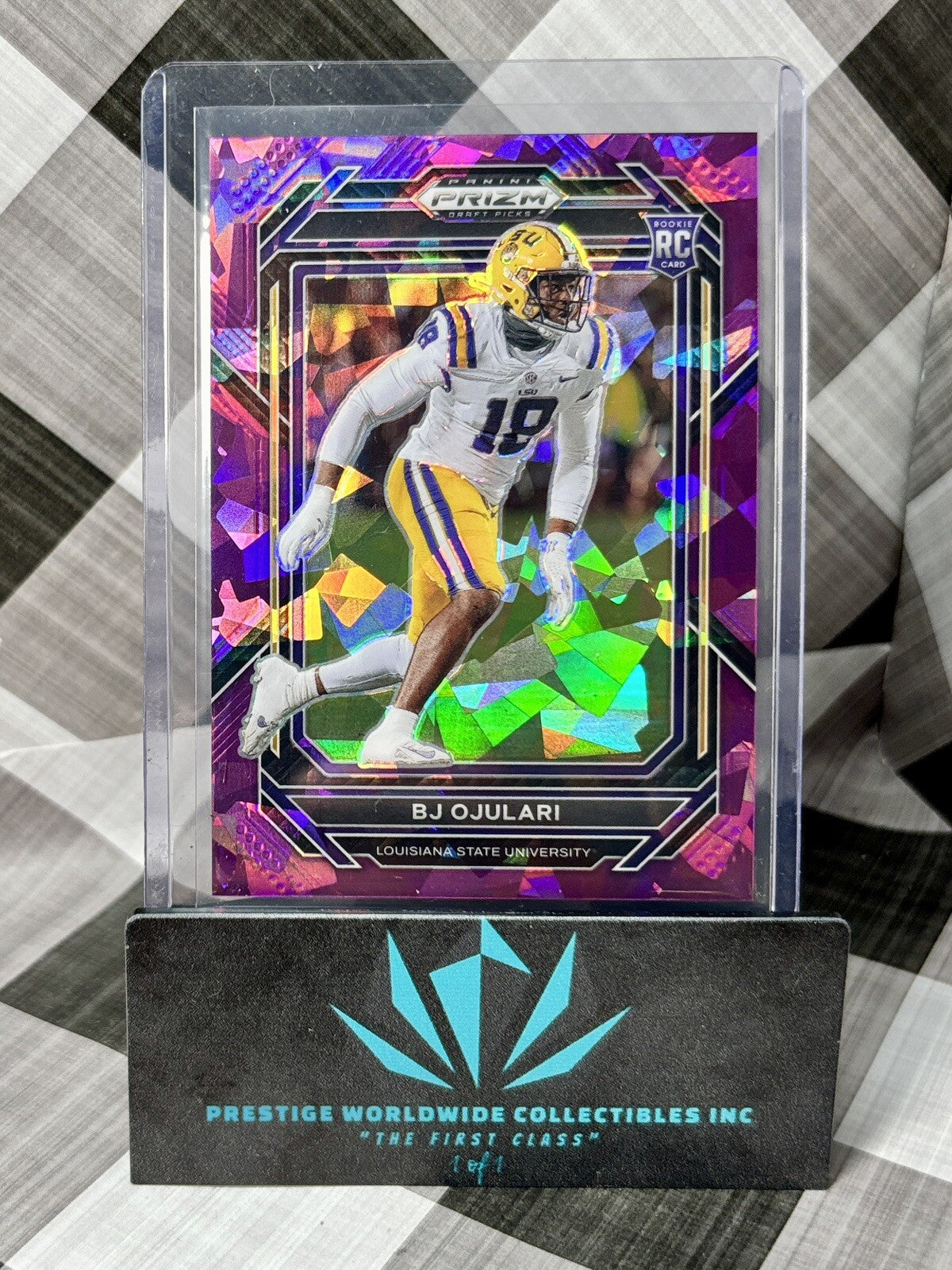 BJ Ojulari 2023 Prizm Draft Picks Purple Cracked Ice Rookie /149 #165 LSU & ARI