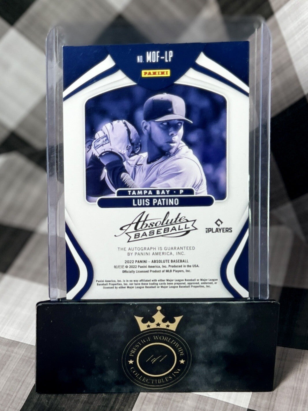 Luis Patino 2022 Absolute Marks of Fame Spectrum Blue Auto /75 #MOF-LP TB Rays