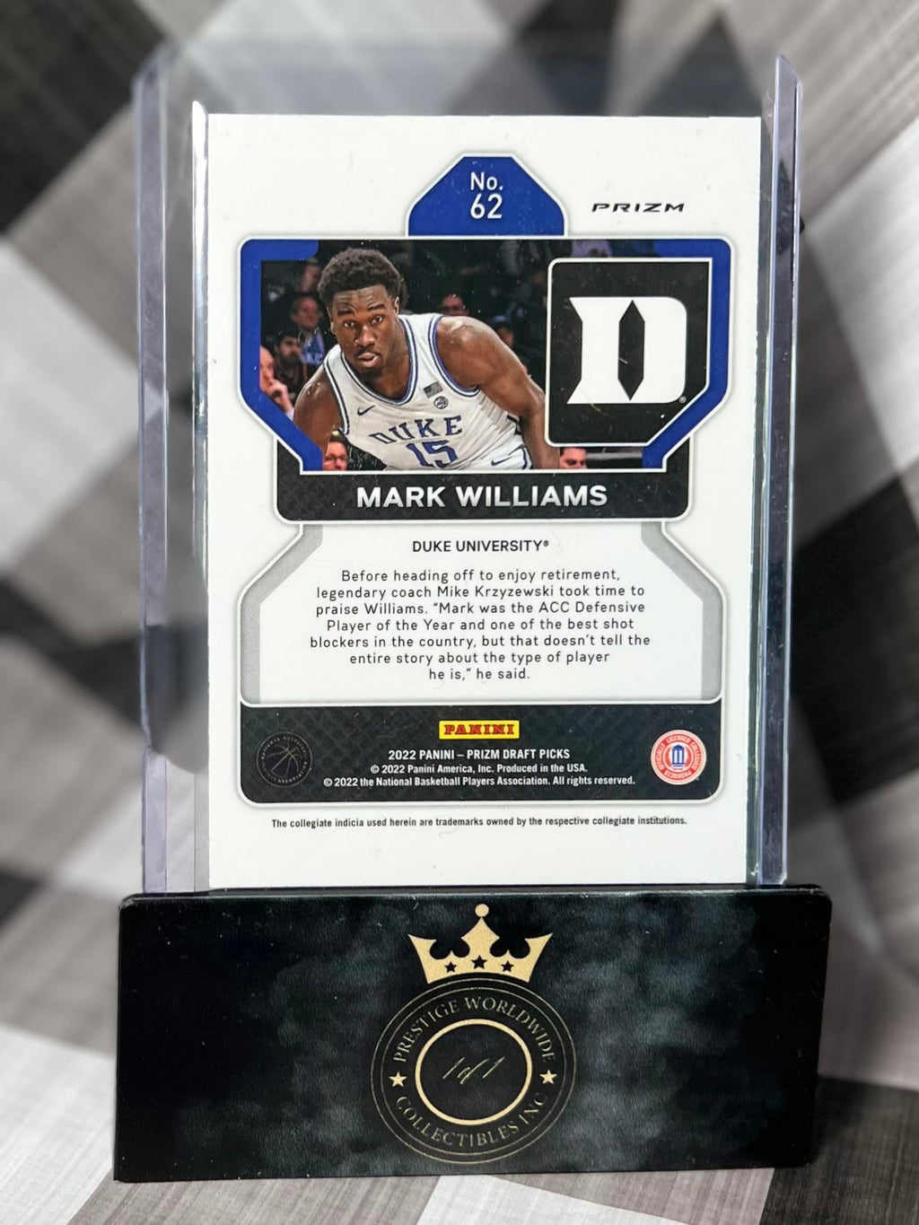 Mark Williams 2022 Prizm Draft Picks Purple Wave Rookie #62