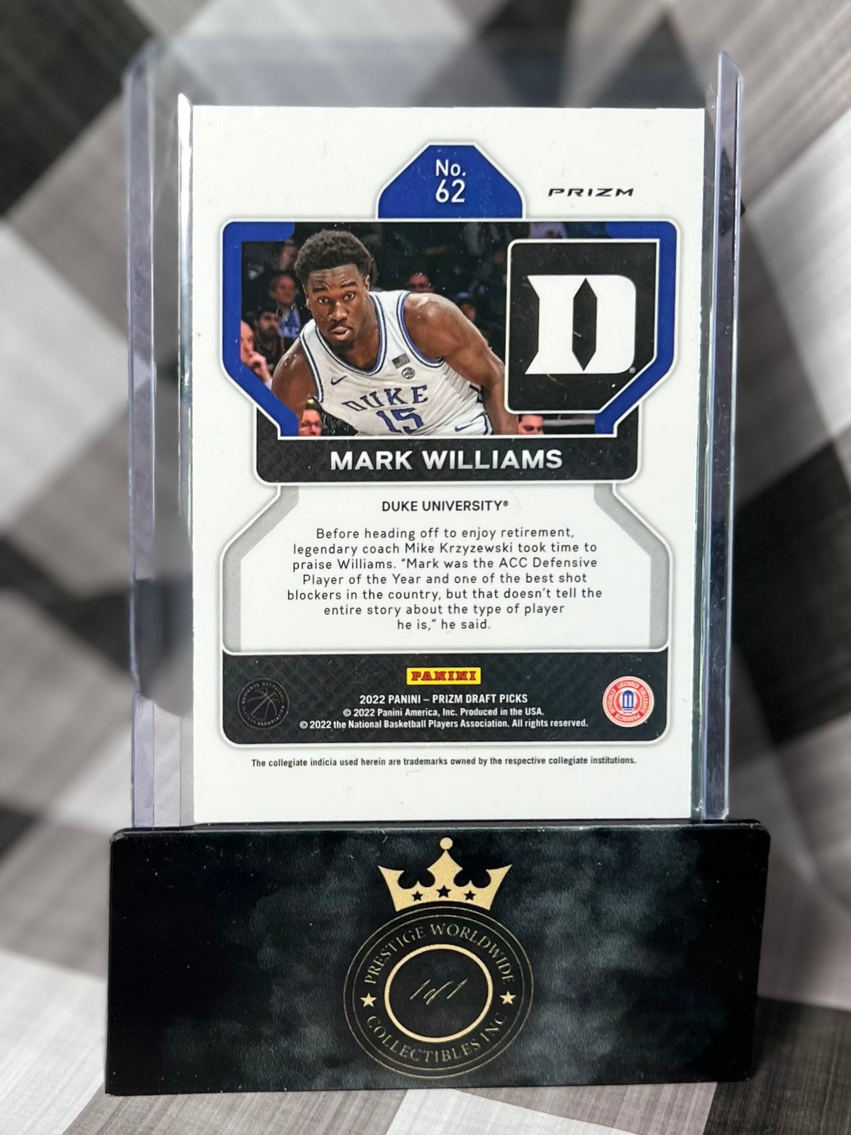 Mark Williams 2022 Prizm Draft Picks Purple Wave Rookie #62