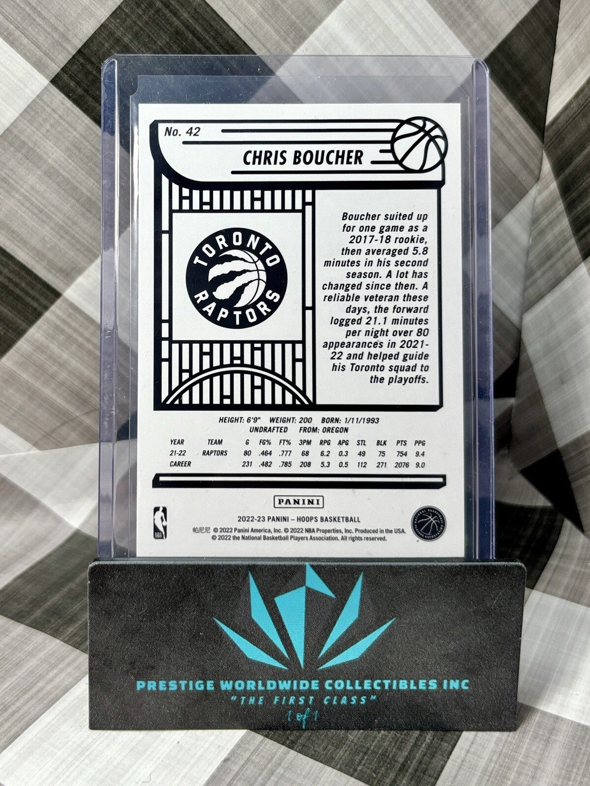 Chris Boucher 2022-23 Panini NBA Hoops Purple #42 Toronto Raptors