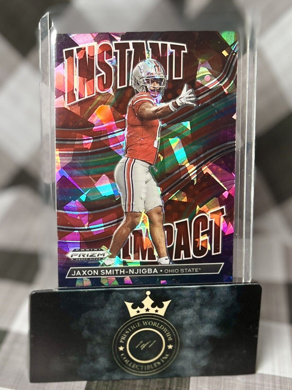 Jaxon Smith-Njigba 2023 Prizm Draft Picks Red Ice Instant Impact #II-8 OSU & SEA