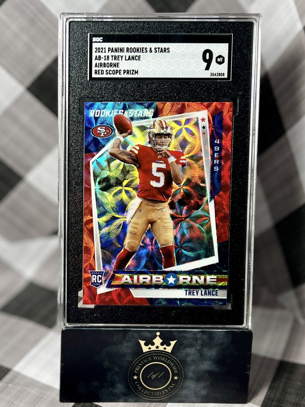 Trey Lance 2021 Rookies & Stars Airborne Red Scope Prizm SGC 9 #AB-18 DAL & SF