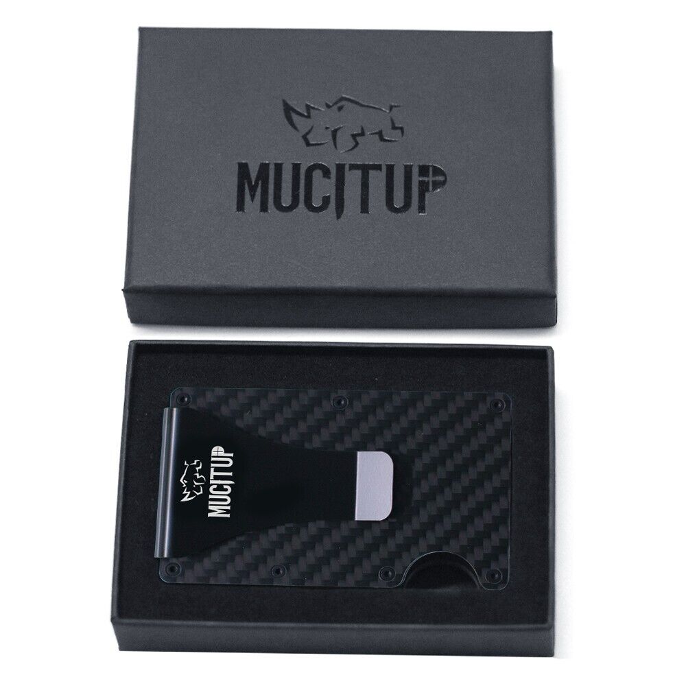 MUCITUP RFID Carbon Fiber Wallet MAGSAFE Slim Minimalist - Holds Cards & Cash