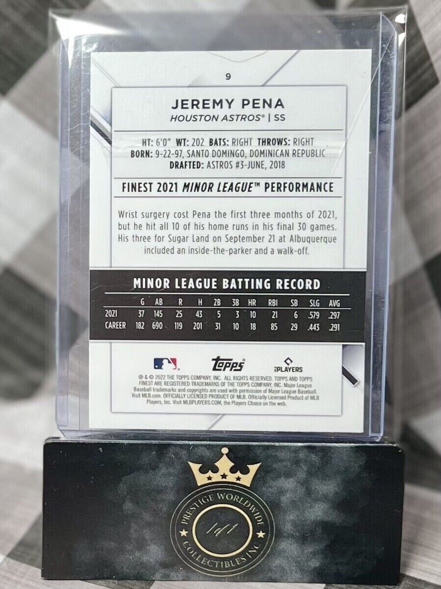 Jeremy Pena 2022 Topps Finest Silver Chrome Rookie Base #9 Houston Astros RC