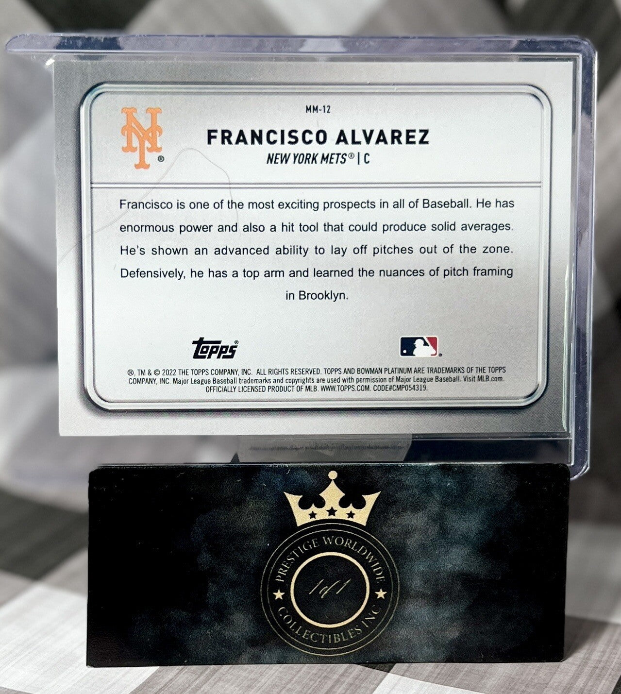Francisco Alvarez 2022 Bowman Platinum Baseball Minted in Merit #MM-12 NY Mets