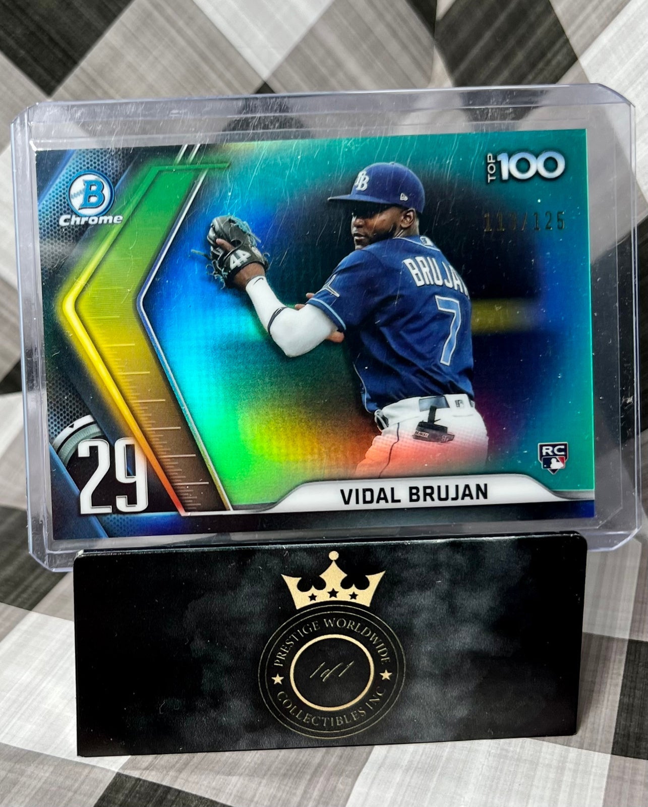 Vidal Brujan 2022 Bowman Chrome Aqua Refractor Top 100 - 29 /125 #BTP-29 TB Rays