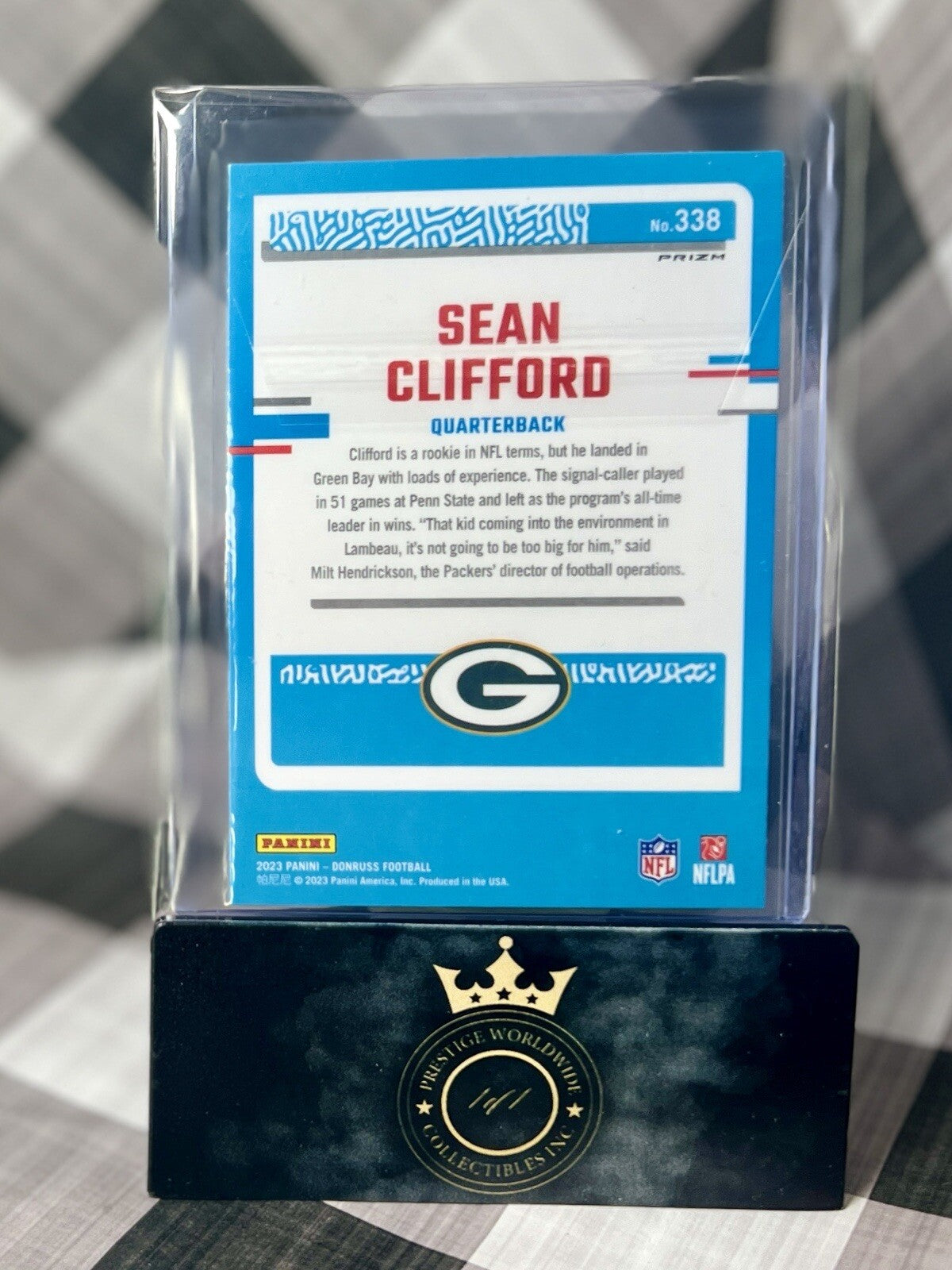 Sean Clifford 2023 Donruss Optic Green Yellow Red Rated Rookie #338 GB Packers