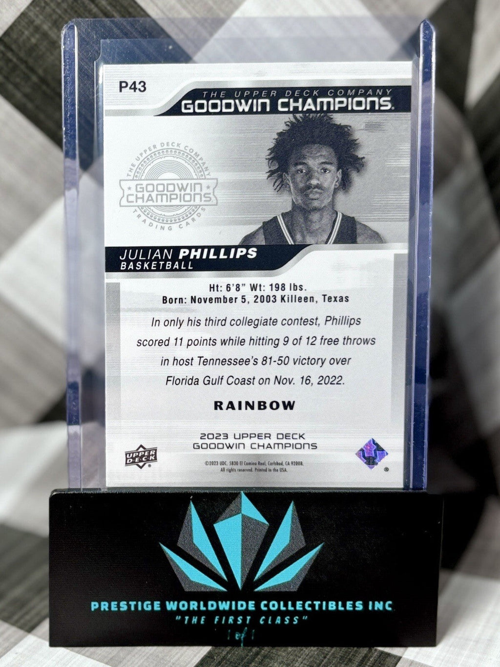 Julian Phillips 2023 Upper Deck Goodwin Champions Rainbow #P43 Chicago Bulls RC