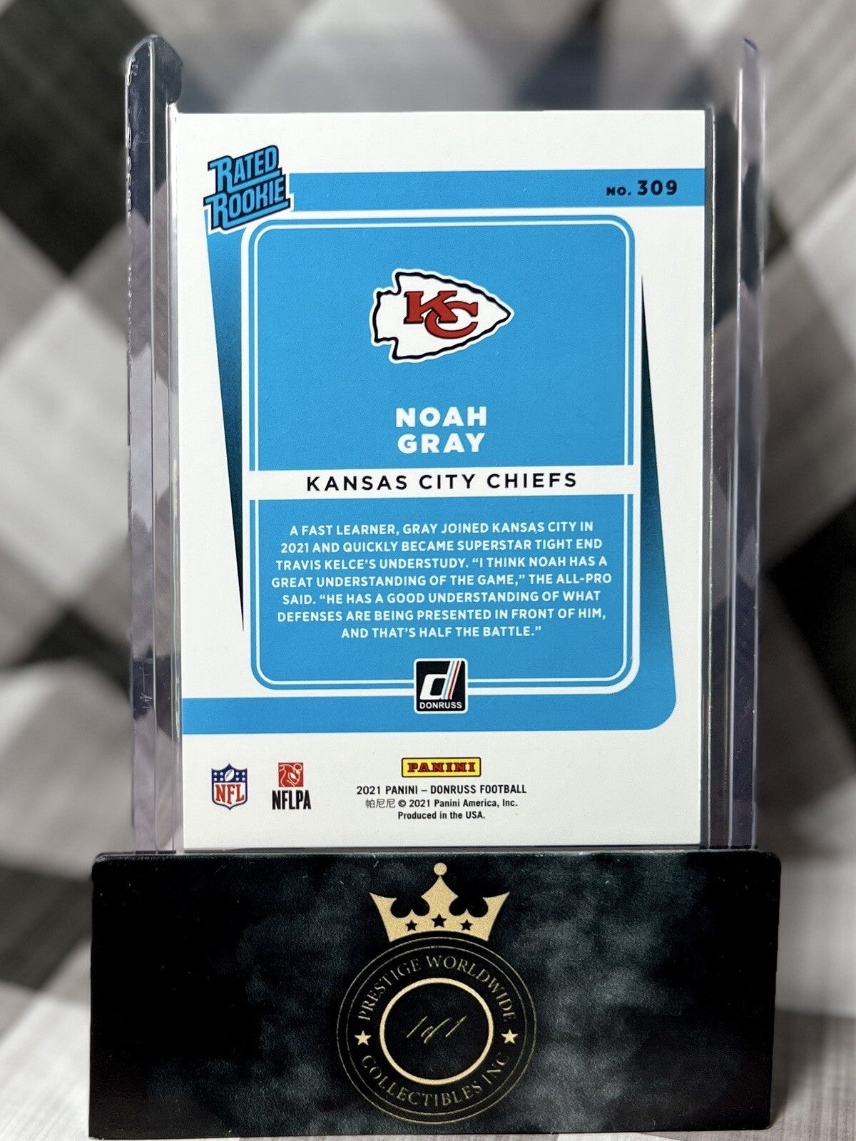 Noah Gray 2021 Donruss Purple Foil Rated Rookie /500 #309 Kansas City Chiefs RC