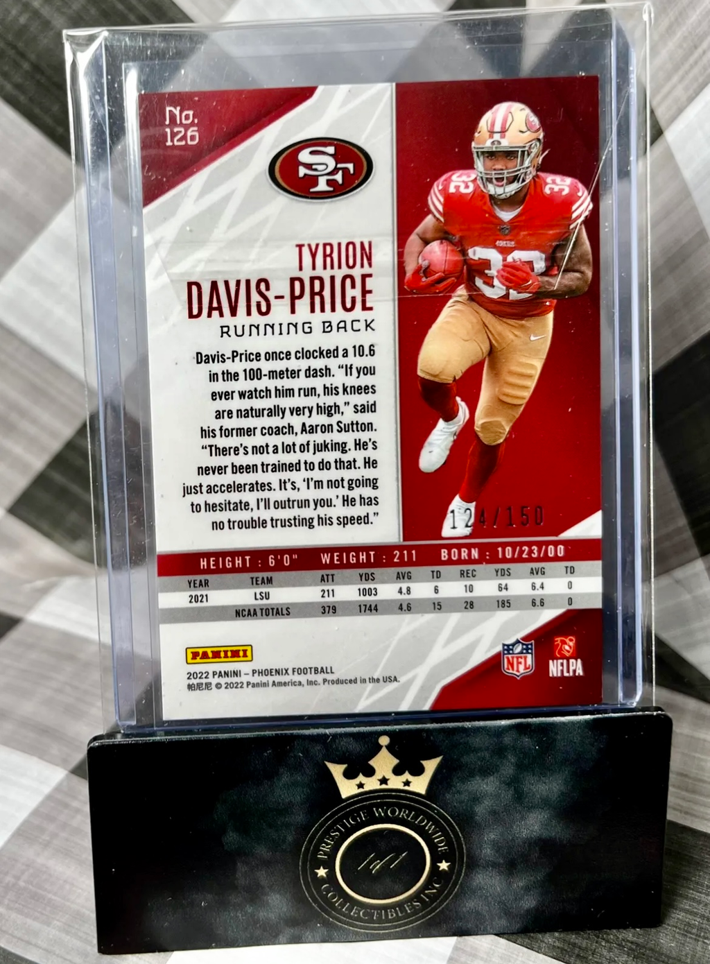 Tyrion Davis-Price 2022 Phoenix Rookie Red Laser /150 #126 SF 49ers RC