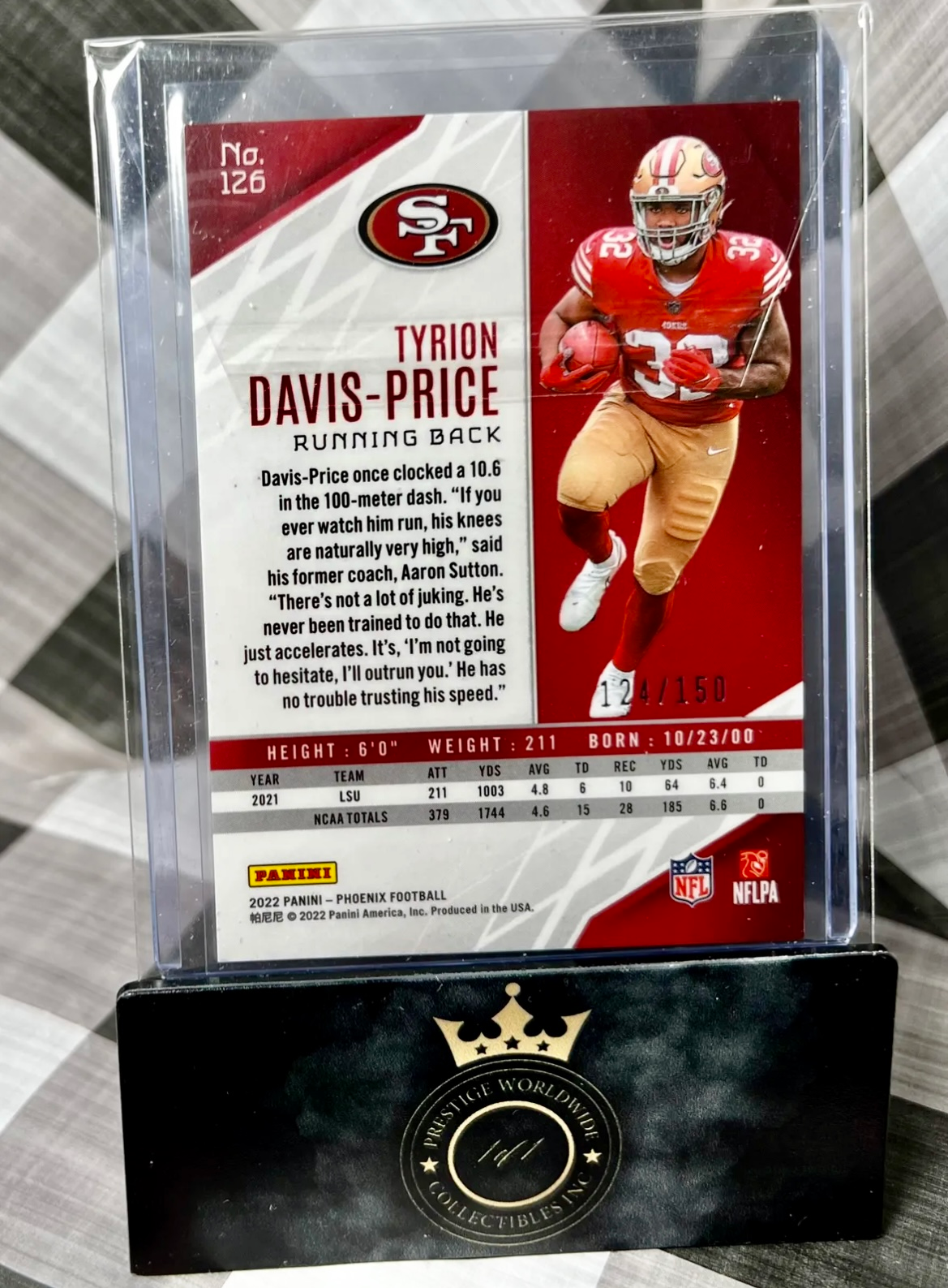 Tyrion Davis-Price 2022 Phoenix Rookie Red Laser /150 #126 SF 49ers RC