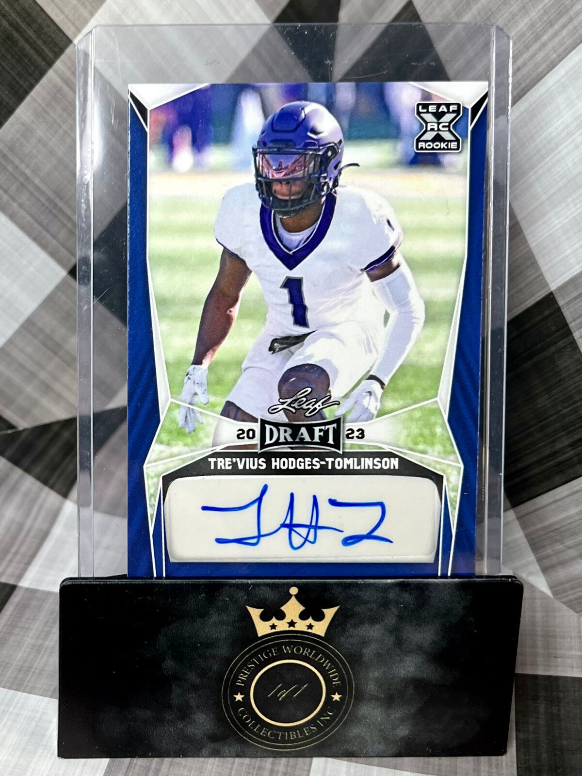 Tre'vius Hodges-Tomlinson 2023 Leaf Draft Blue Rookie Auto #BA-THT