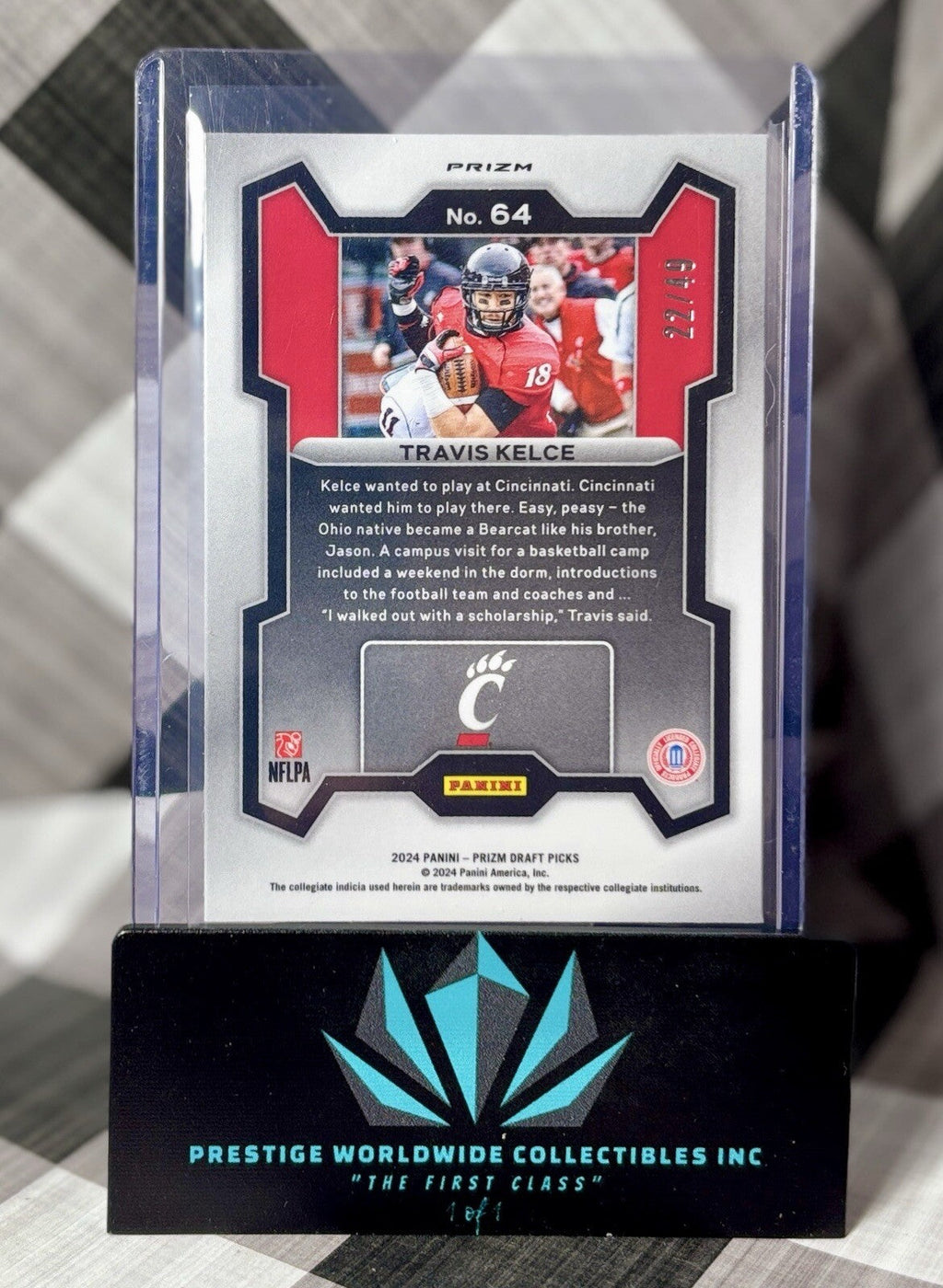 Travis Kelce 2024 Panini Prizm Draft Picks Red Flash Prizm /49 #64 KC Chiefs