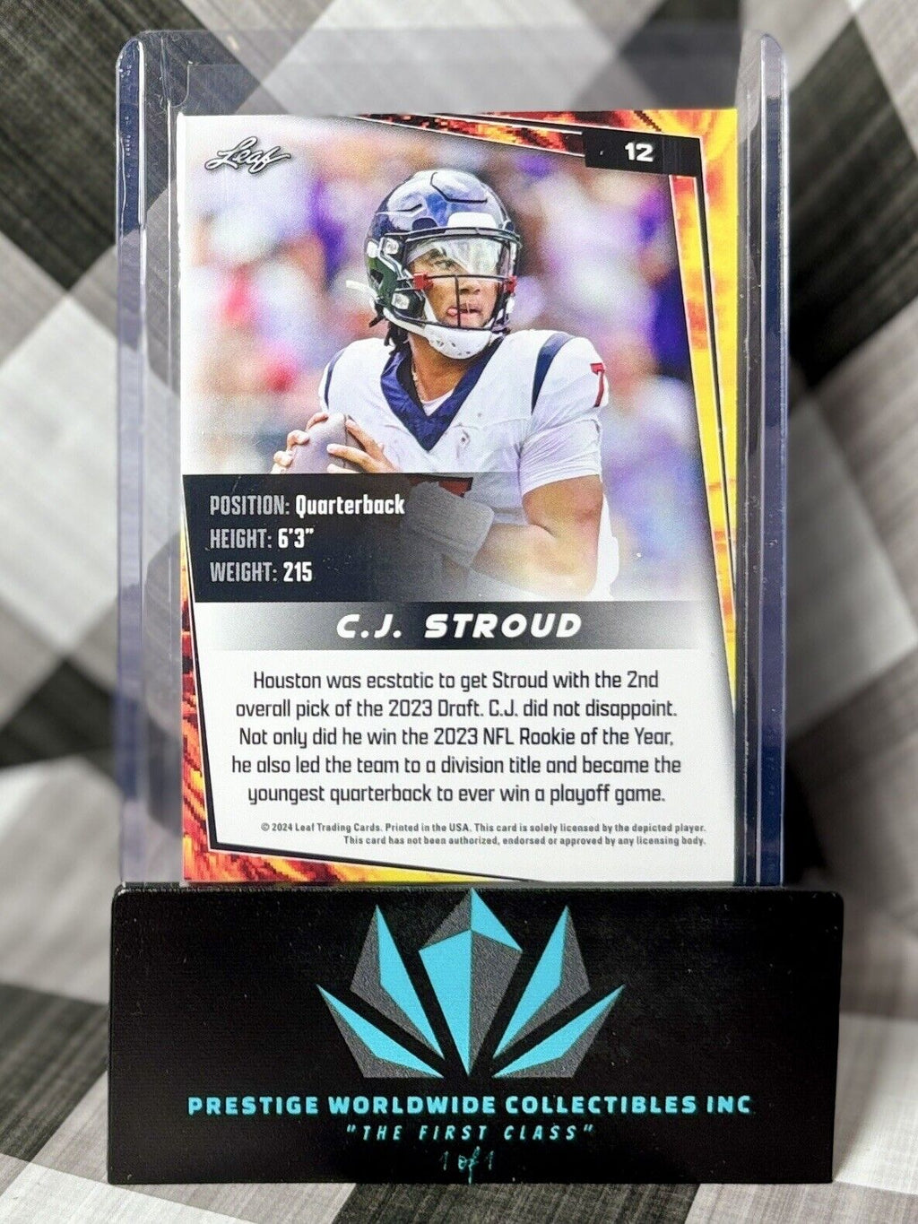 CJ Stroud 2024 Leaf Football Base Rookie #12 Houston Texans RC & Ohio State