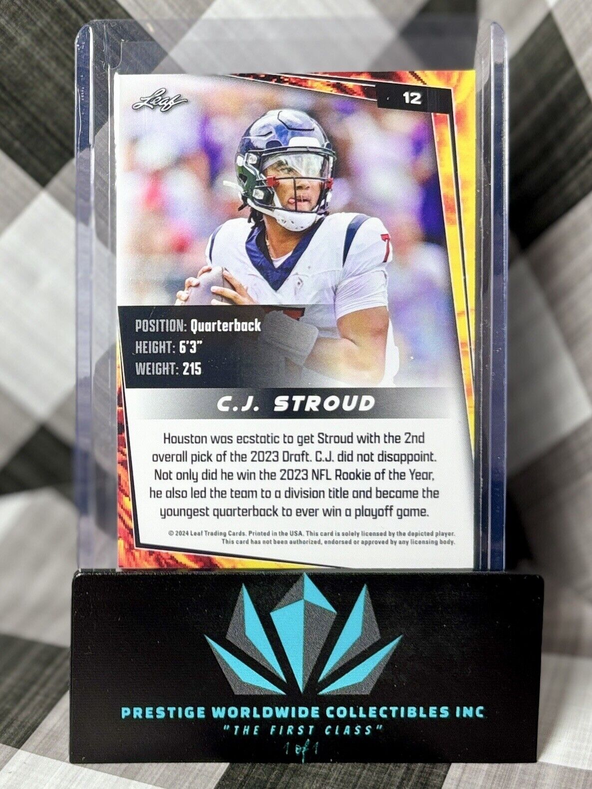 CJ Stroud 2024 Leaf Football Base Rookie #12 Houston Texans RC & Ohio State