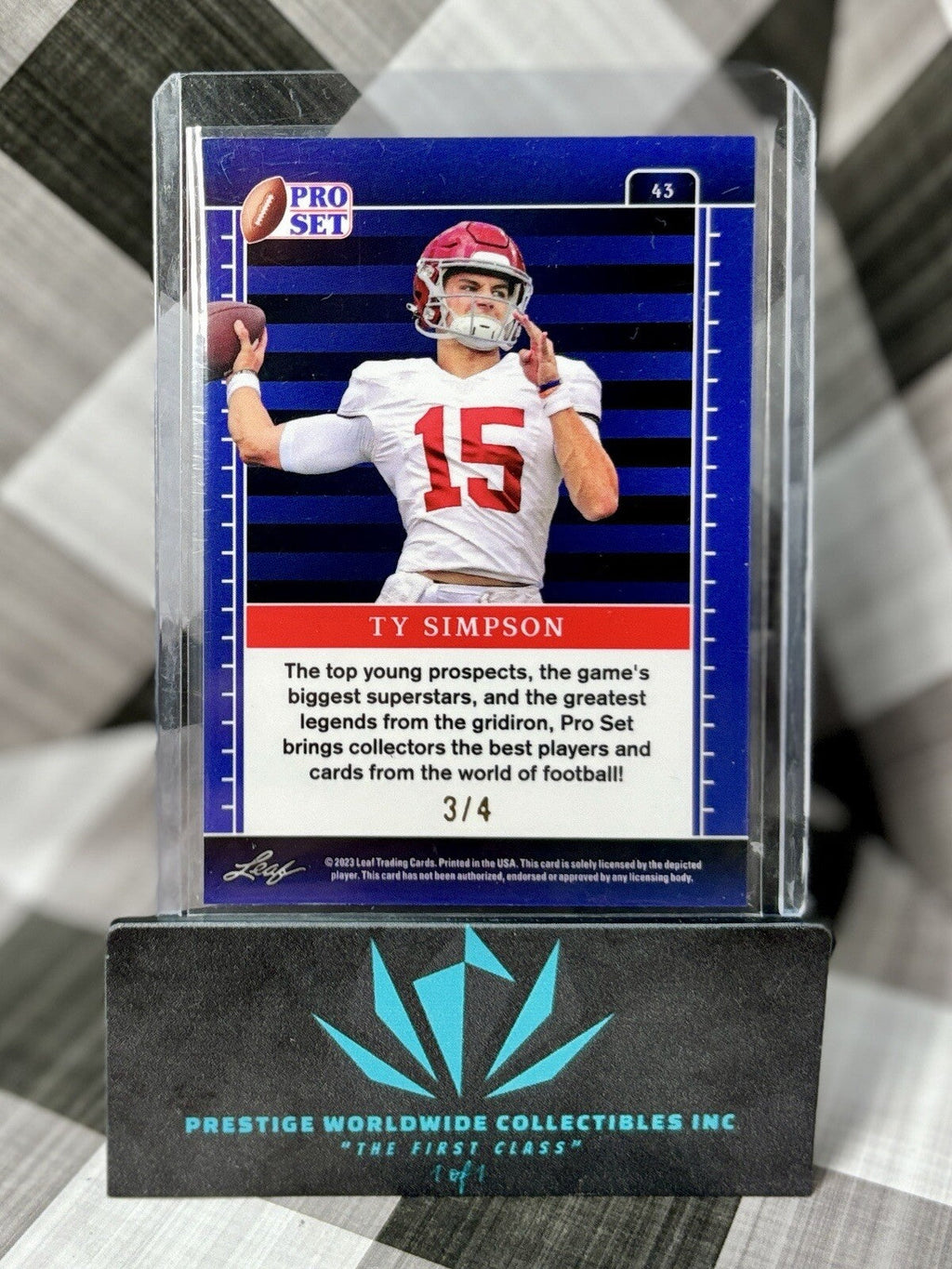 Ty Simpson 2023 Leaf Pro Set Football Rookie Black Crystal /4 #43 Alabama RC