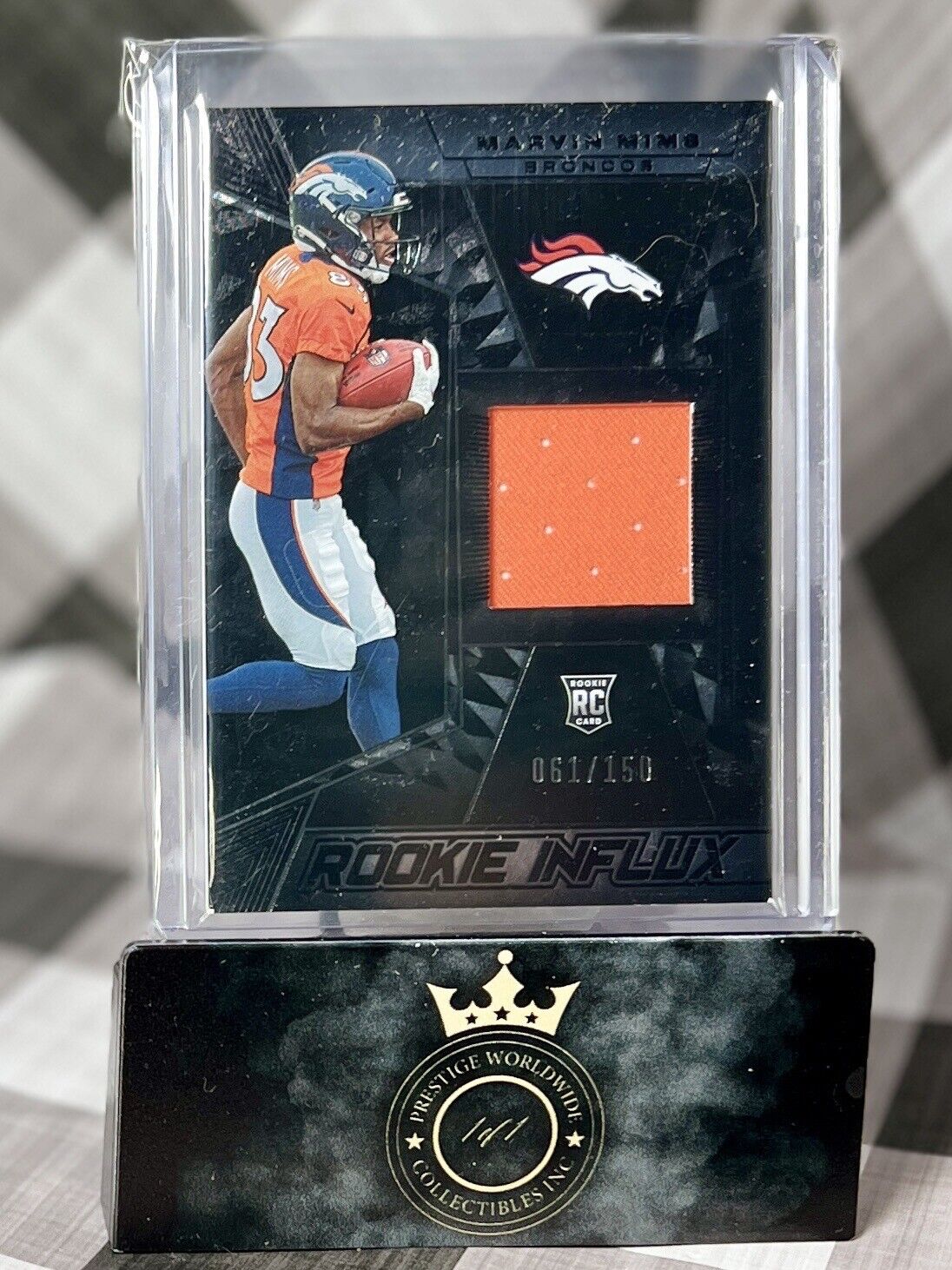 Marvin Mims Jr. 2023 Panini Black Rookie Influx Patch /150 #RI-18 DEN Broncos RC