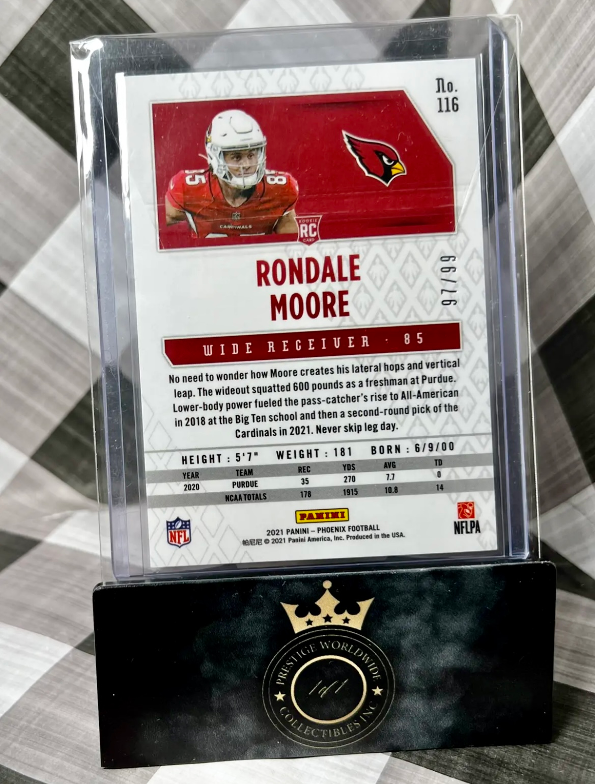 Rondale Moore 2021 Phoenix Rookie Orange Laser /99 #116 - Cardinals RC