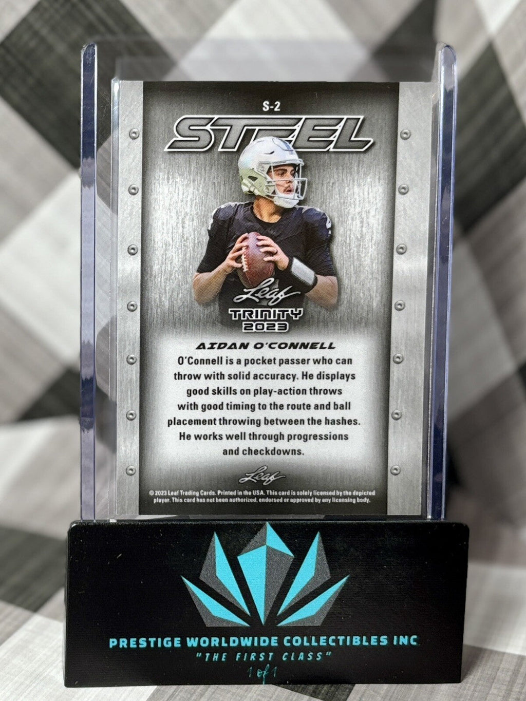 Aidan O'Connell 2023 Leaf Trinity Steel Stars and Dots Rookie #S-2 LV Raiders RC
