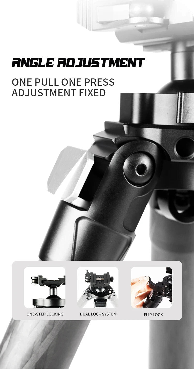 Linkogear Carbon Fiber Tripod – Picatinny/Arca, 64" Max, 66lb Capacity - Black