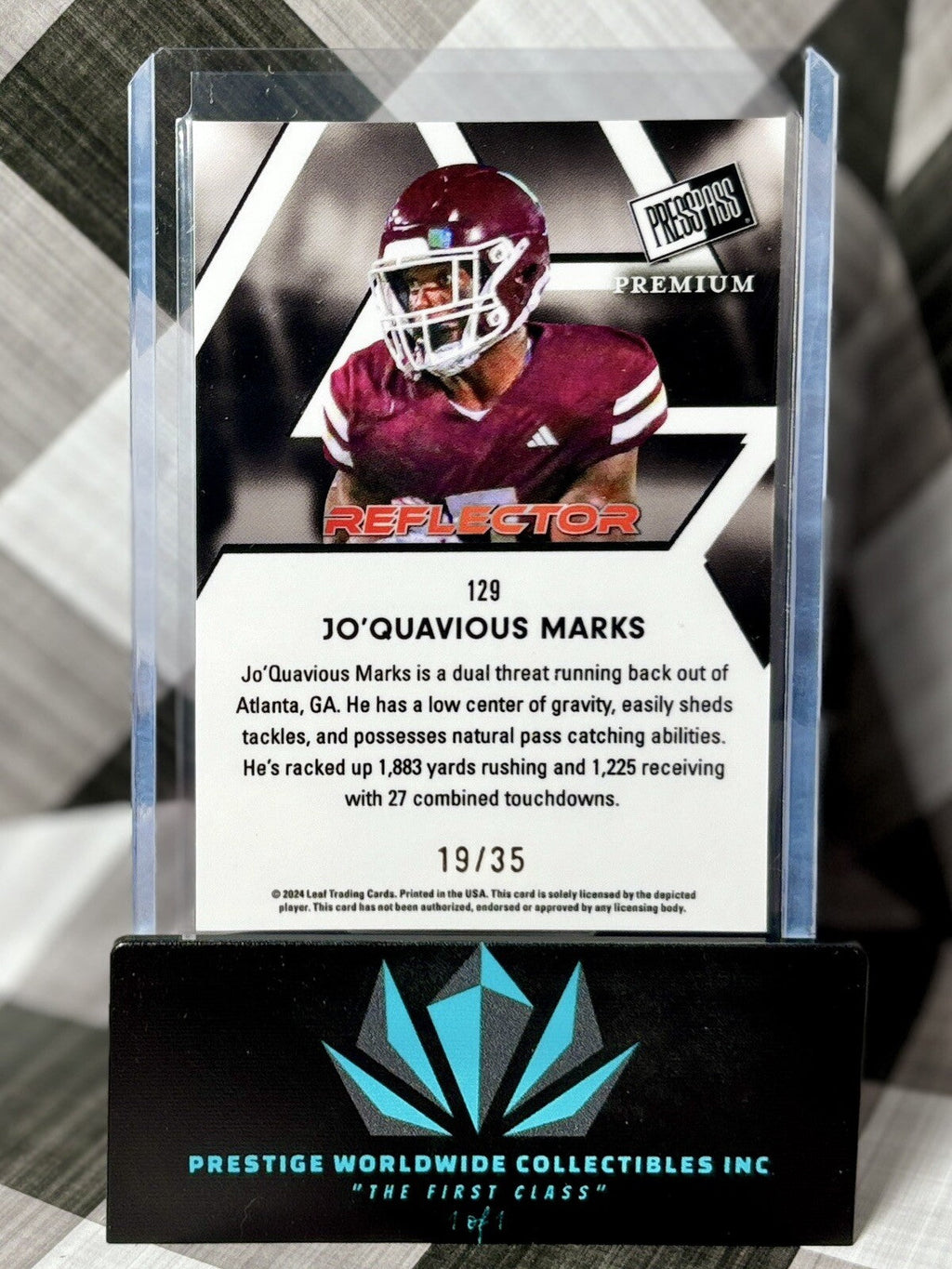 Jo'Quavious Marks 2024 Leaf Press Pass Silver Reflector Rookie /35 #129 MS State
