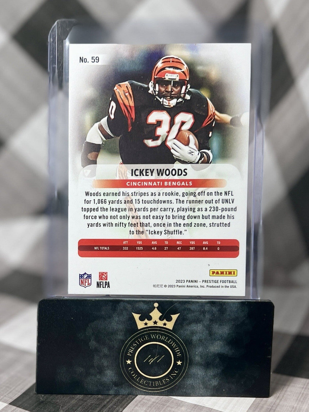 Ickey Woods 2023 Panini Prestige Xtra Points Green /199 #59 Bengals Legend SP